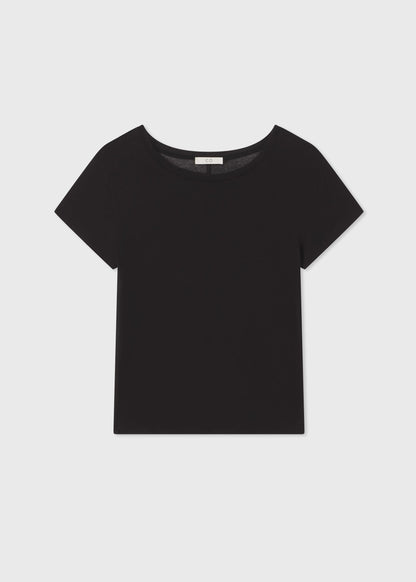 Crewneck Short Sleeve T-Shirt in Cotton - Black - Image 8