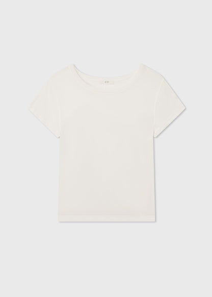 Crewneck Short Sleeve T-Shirt in Cotton - Ivory - Image 2