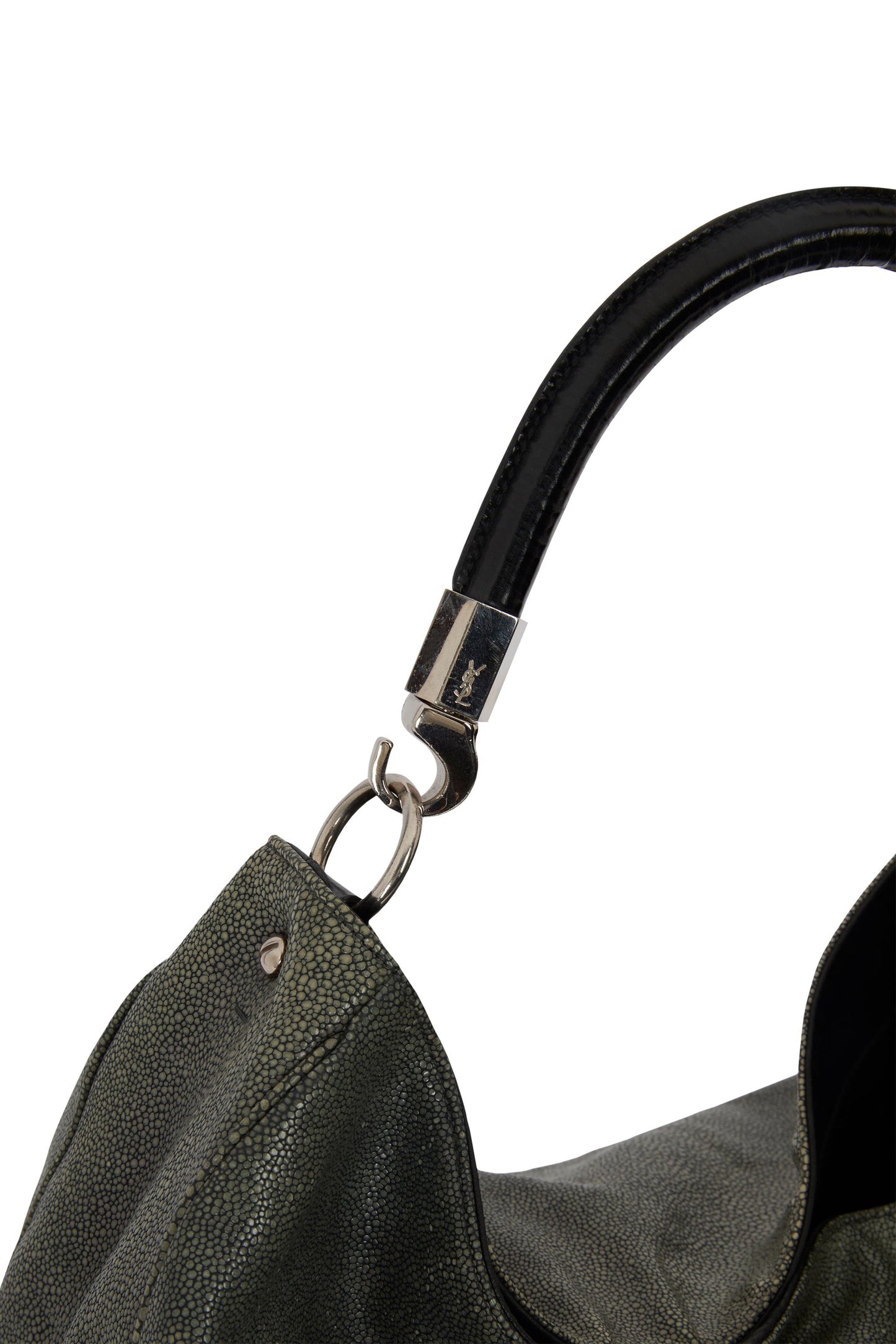 Vintage 2000's Yves Saint Laurent Grey Leather Hobo Bag - Image 6