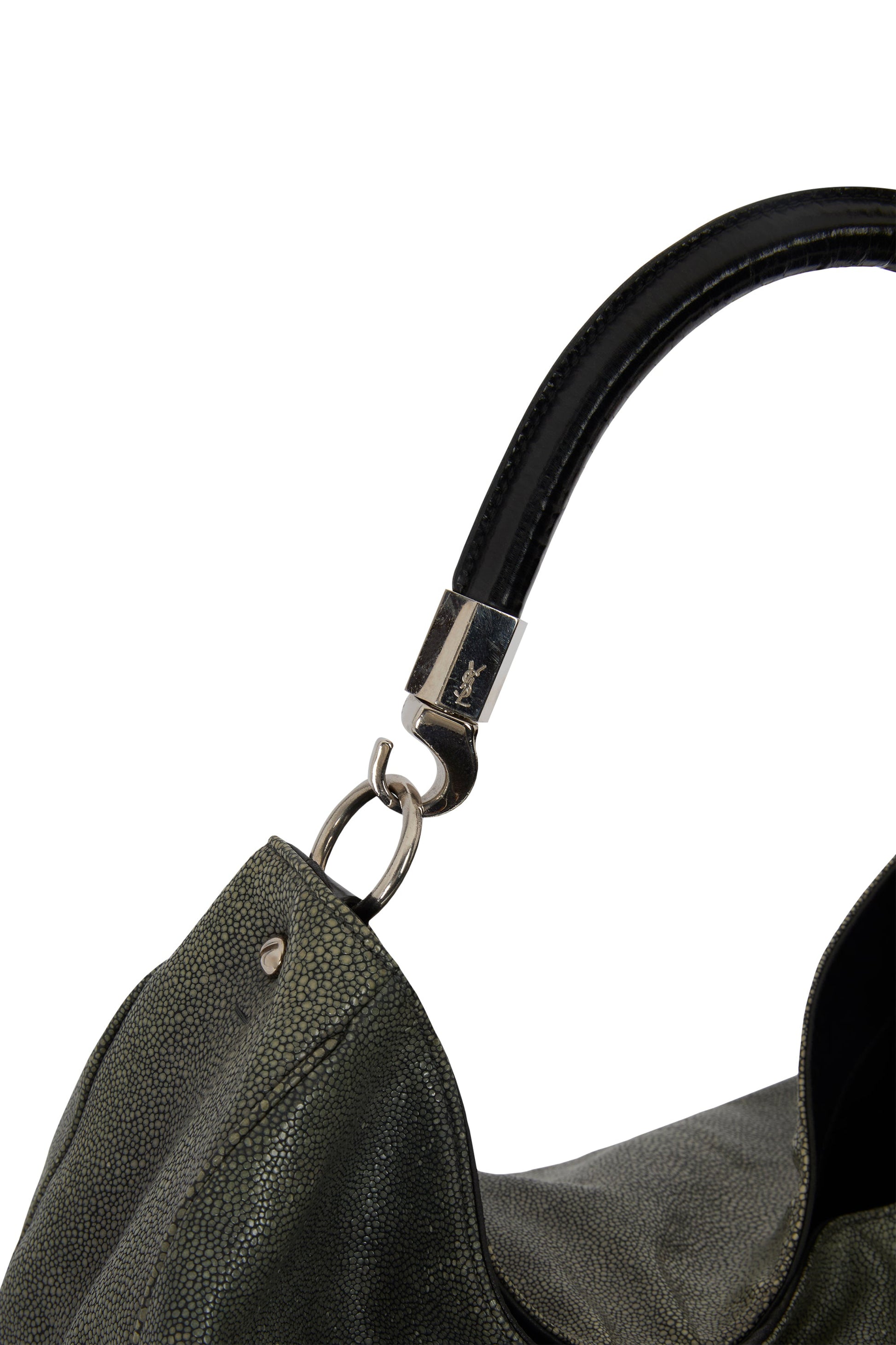 Vintage 2000's Yves Saint Laurent Grey Leather Hobo Bag - Image 6
