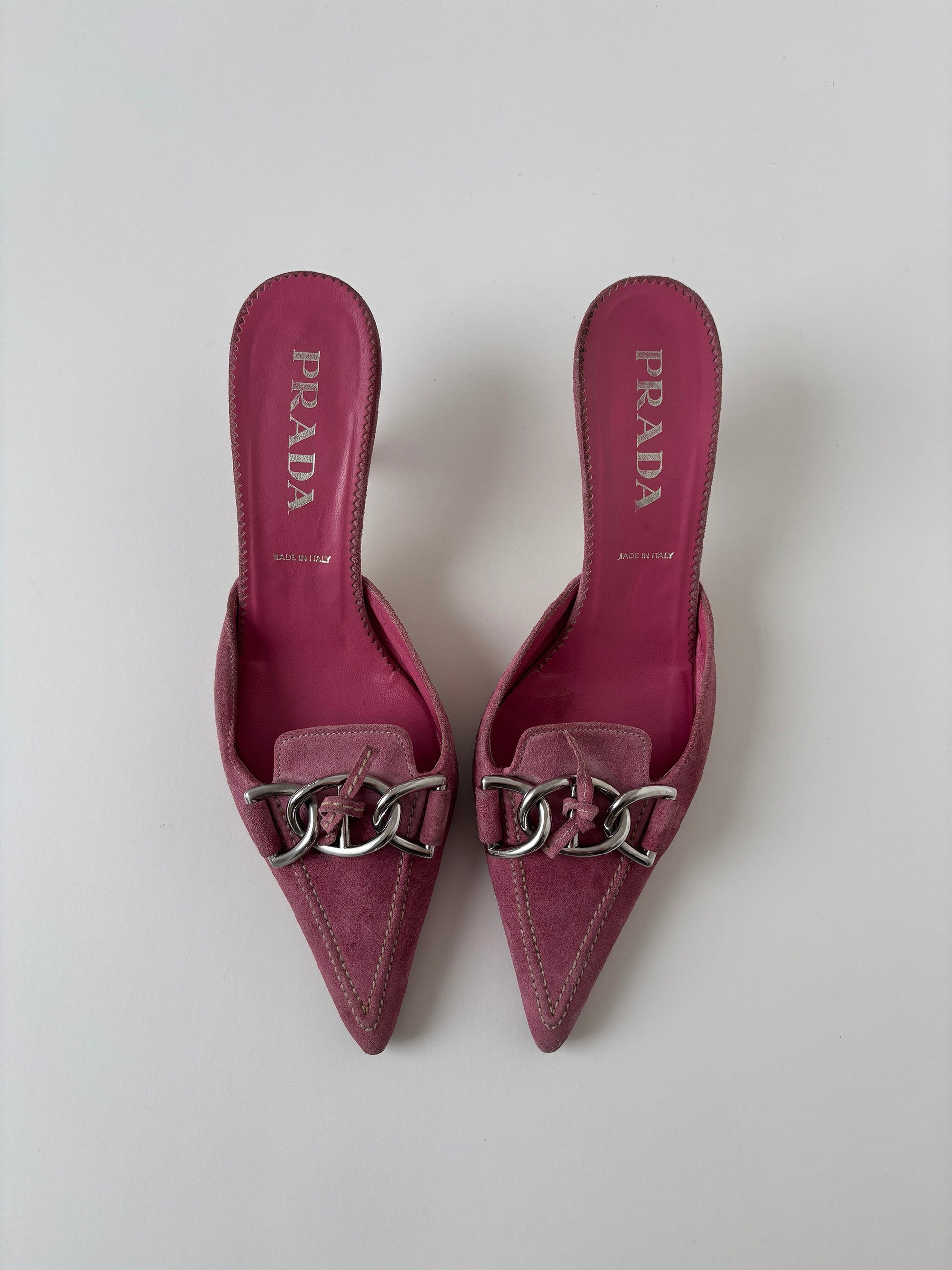 Prada 2000s pink suede kitten heel mules (EU 39,5 / US 9) - Image 2